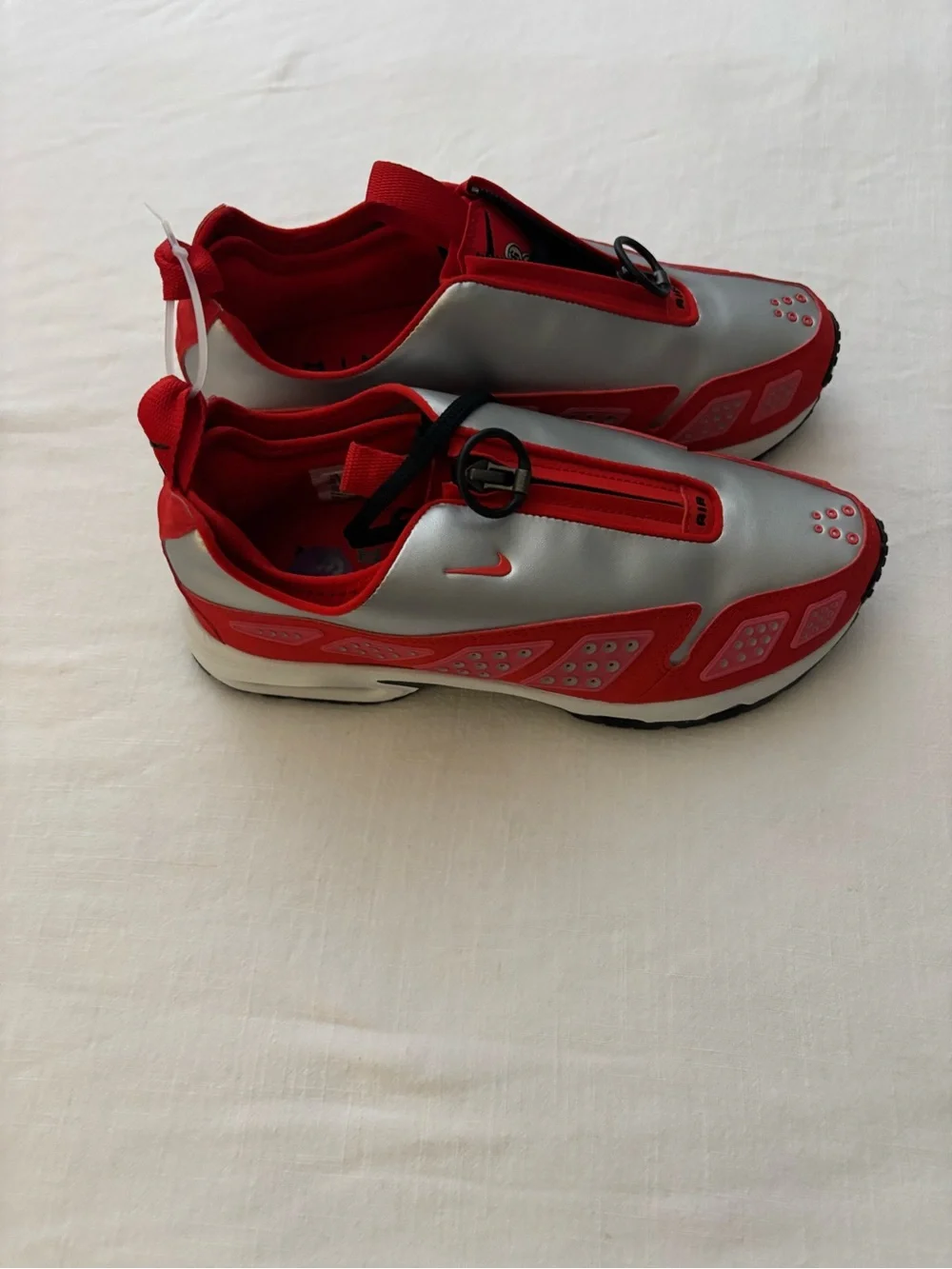 Nike Silver and Red Slip-On Athletic Sneakers